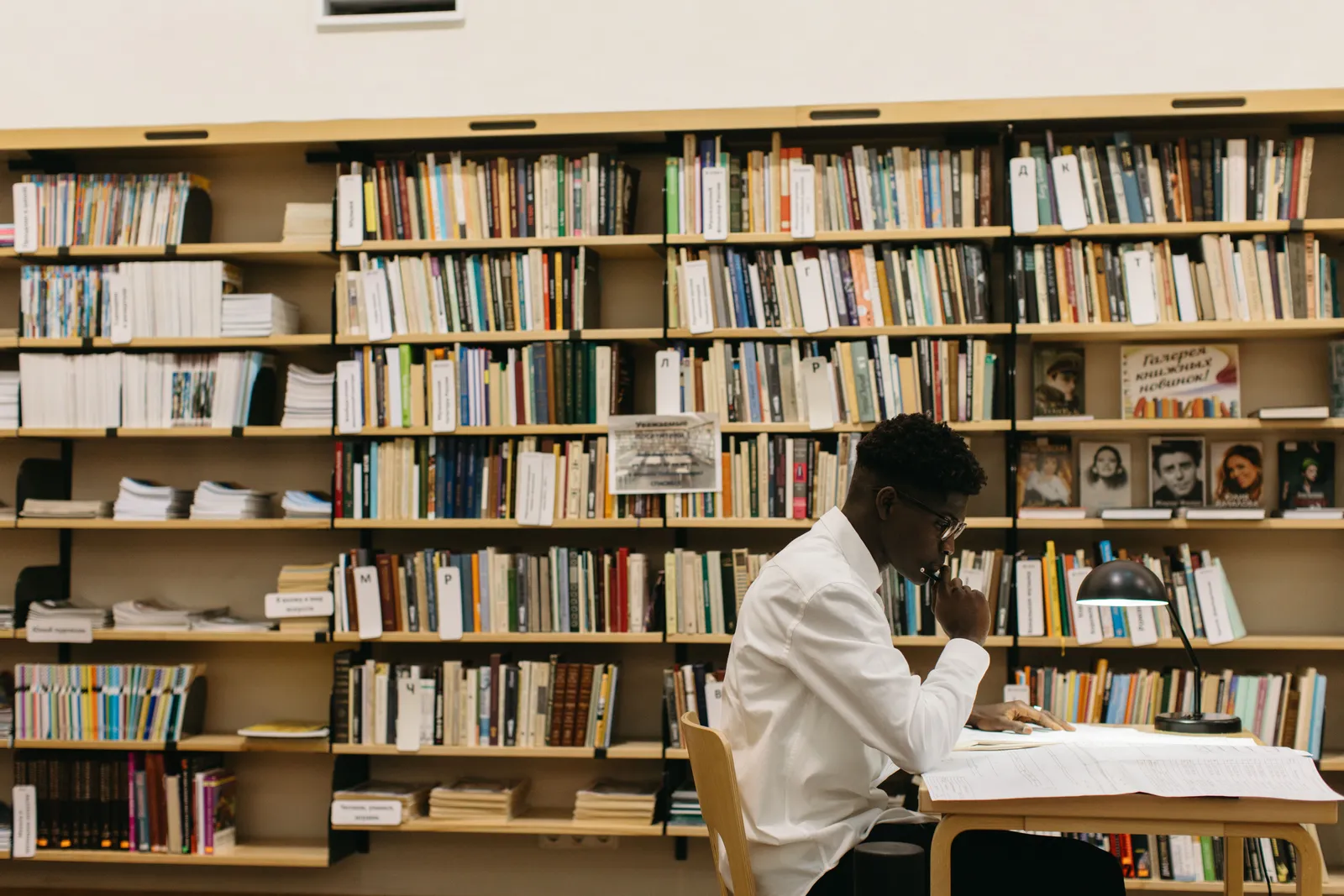 Photo générique d'étude en bibliothèque, illustrative — sans lien avec le récit